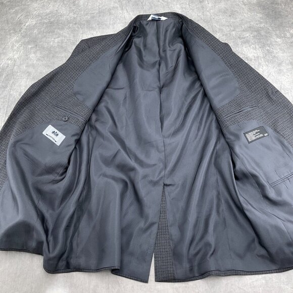 Stafford Blazer Men 44R Gray Black Houndstooth Executive Classic‎ Career Wool - Picture 9 of 14